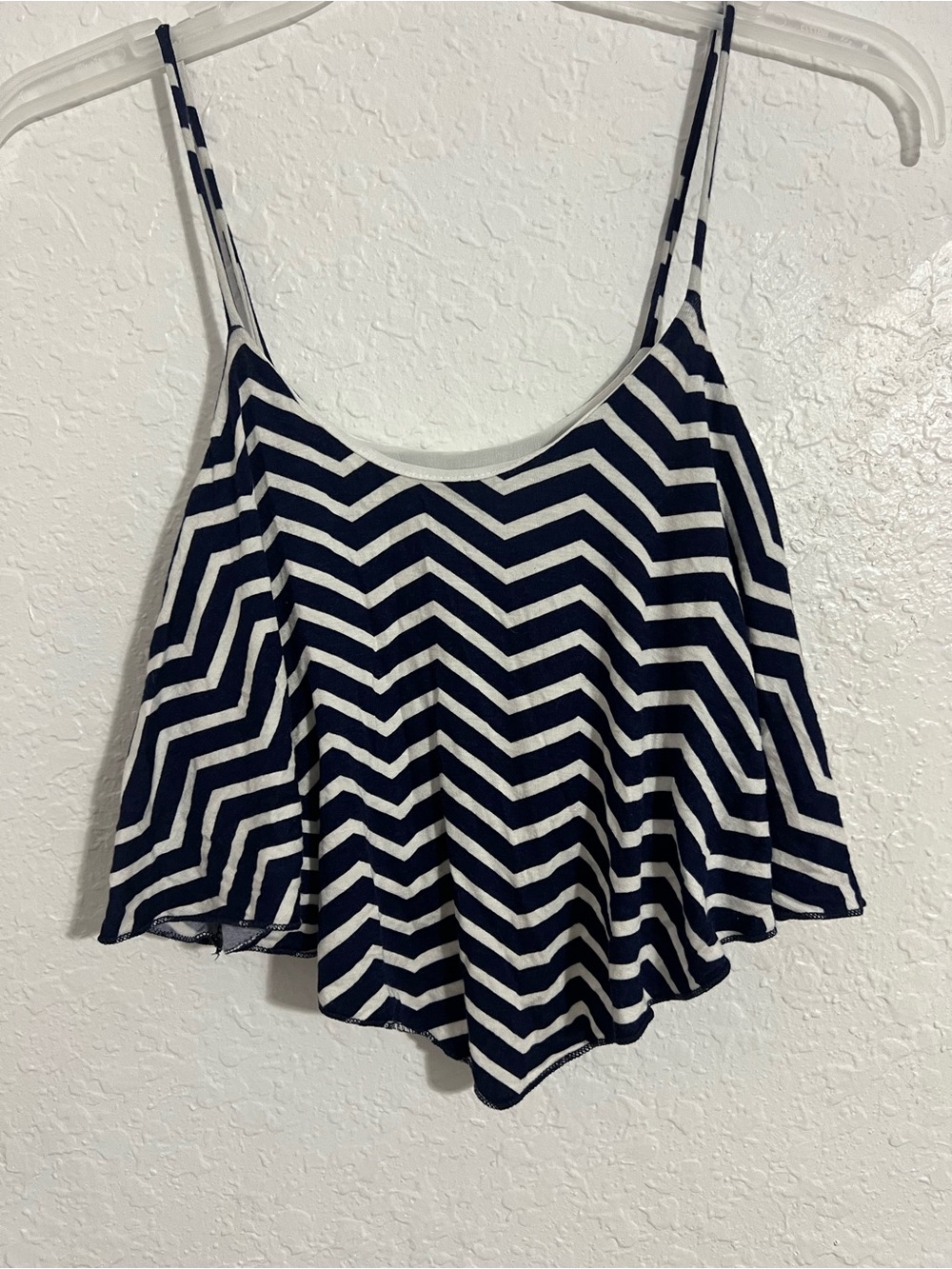 Charlotte Russe Women Crop Cami Tank Top Size XS Blue White Sleeveless #359